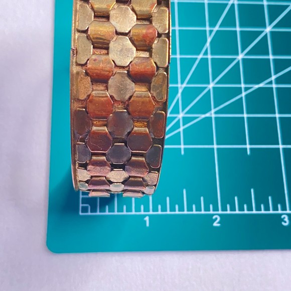 Copper Brass Bangle Bracelet Honeycomb Pattern - Picture 8 of 8